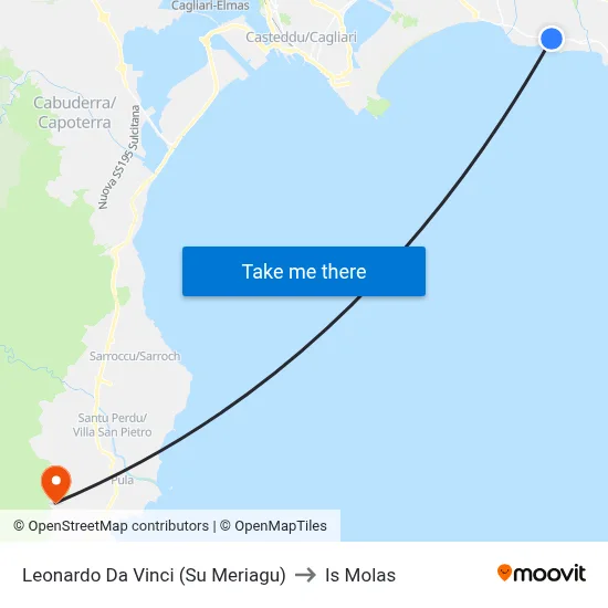 Leonardo Da Vinci (Su Meriagu) to Is Molas map