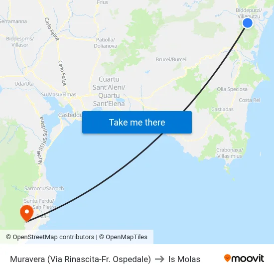 Muravera (Via Rinascita-Opposite Hospital) to Is Molas map