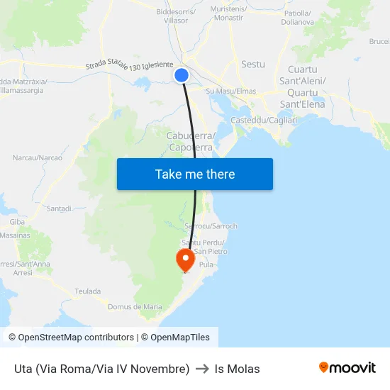Uta (Roma Street/November 4th Street) to Is Molas map