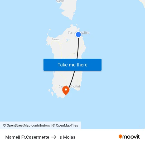 Mameli Near Barracks to Is Molas map