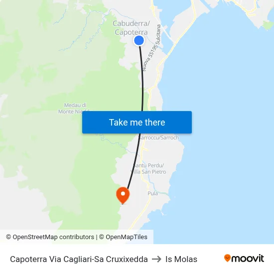 Capoterra Via Cagliari-Sa Cruxixedda to Is Molas map