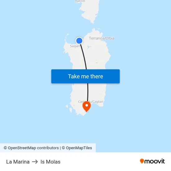 La Marina to Is Molas map