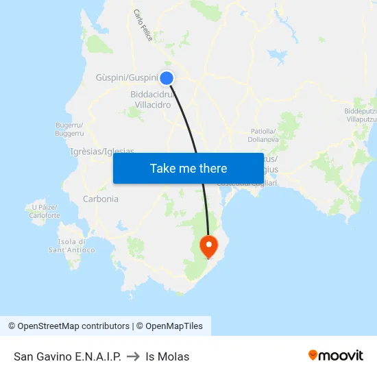 San Gavino E.N.A.I.P. to Is Molas map