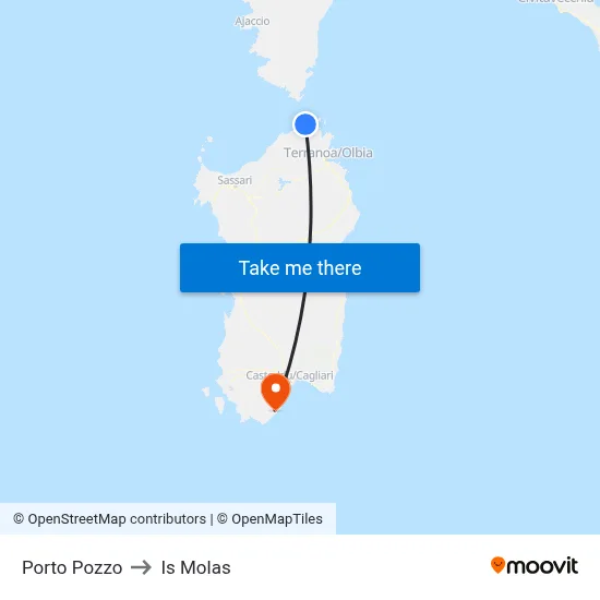 Porto Pozzo to Is Molas map
