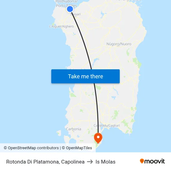 Platamona Roundabout, Terminal to Is Molas map
