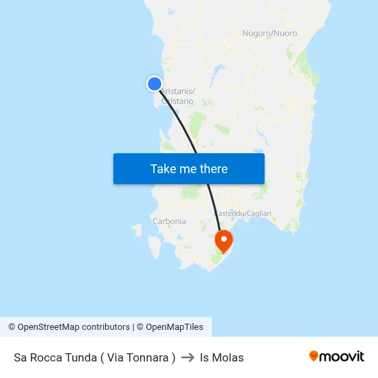 Sa Rocca Tunda (Tonnara Street) to Is Molas map