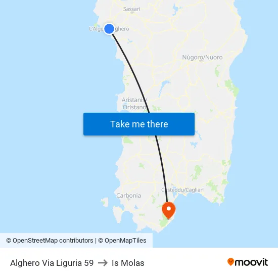 Alghero Via Liguria 59 to Is Molas map