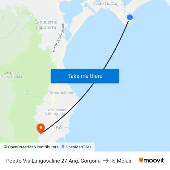 Poetto Lungosaline Street 27-Corner Gorgona to Is Molas map