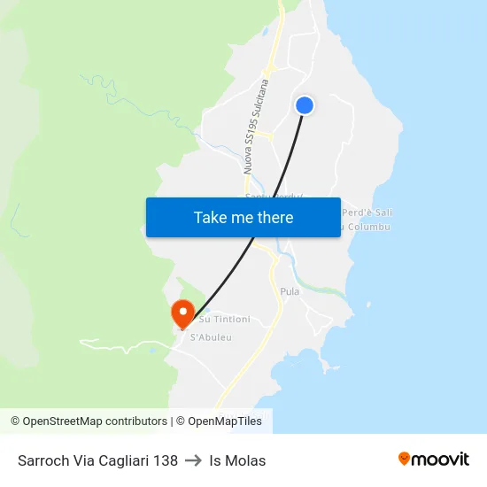 Sarroch Via Cagliari 138 to Is Molas map