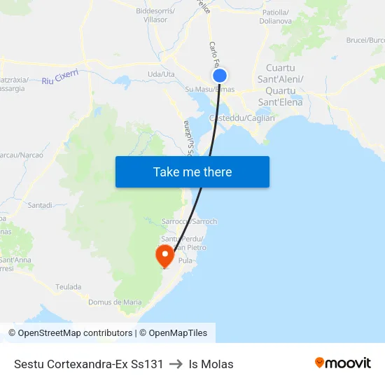 Sestu Cortexandra-Ex Ss131 to Is Molas map