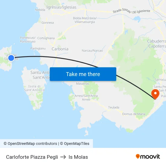 Carloforte Piazza Pegli to Is Molas map