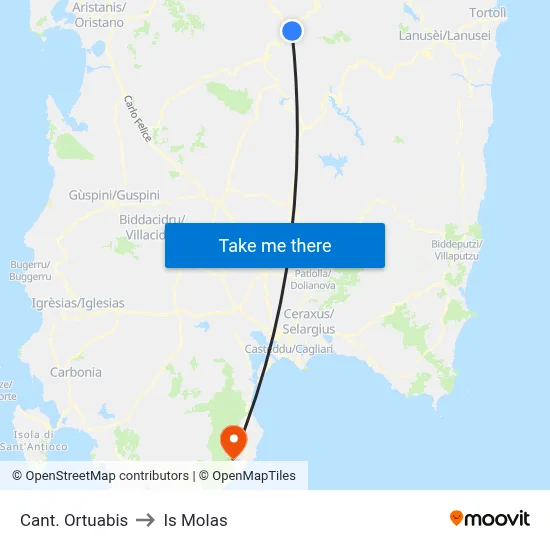Ortuabis Quarry to Is Molas map