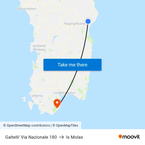 Galtelli Via Nazionale 180 to Is Molas map