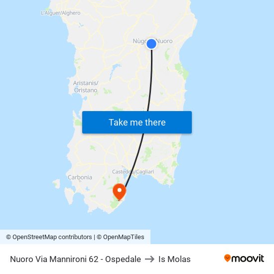 Nuoro Via Mannironi 62 - Ospedale to Is Molas map