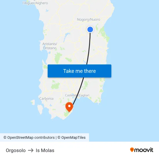 Orgosolo to Is Molas map