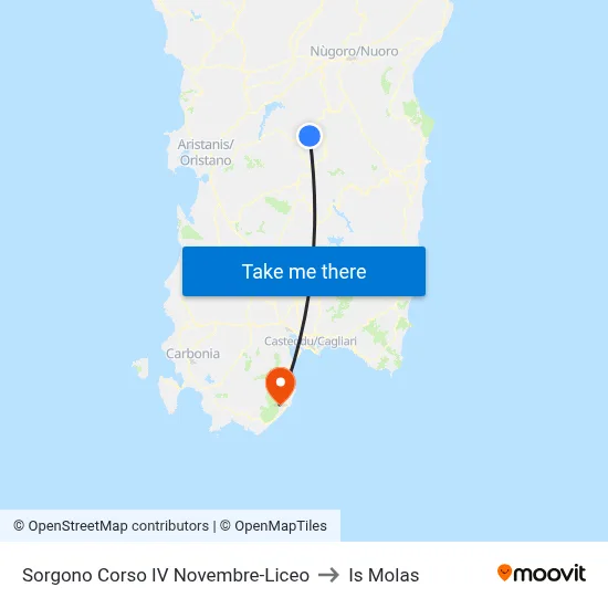 Sorgono Corso IV November-High School to Is Molas map