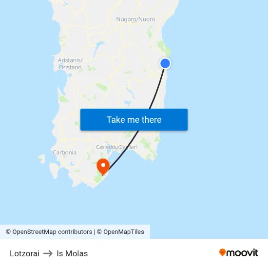 Lotzorai to Is Molas map