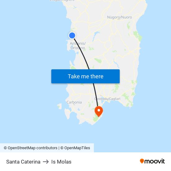 Santa Caterina to Is Molas map