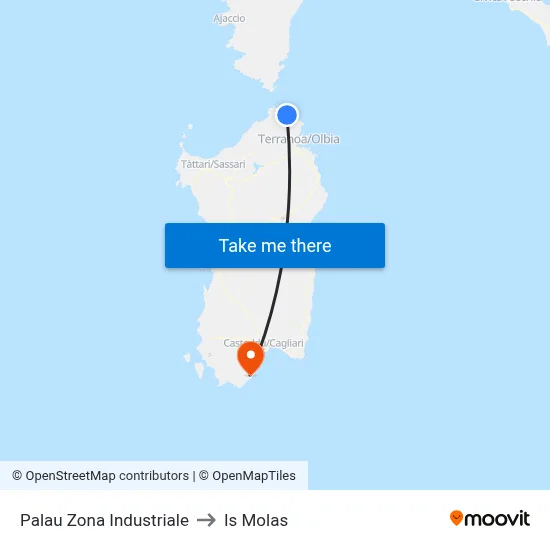 Palau Industrial Zone to Is Molas map