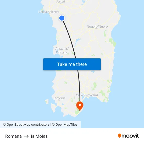 Romana to Is Molas map