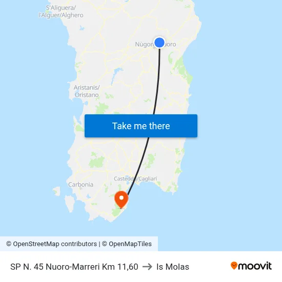 Provincial Road 45 Nuoro-Marreri Km 11.60 to Is Molas map