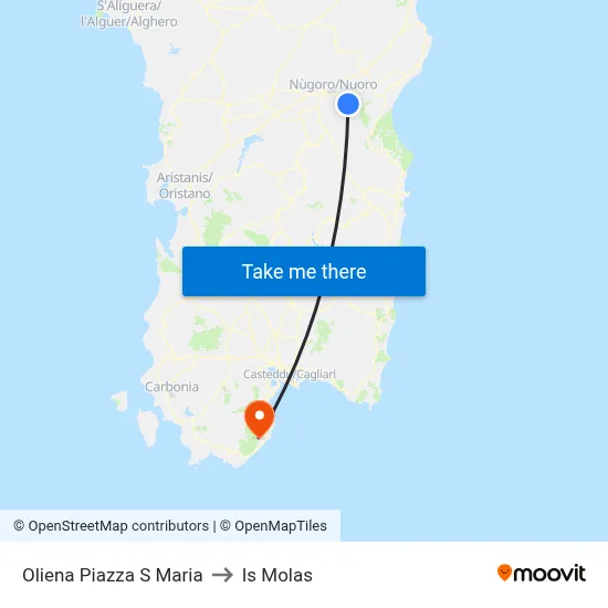 Oliena Piazza Santa Maria to Is Molas map