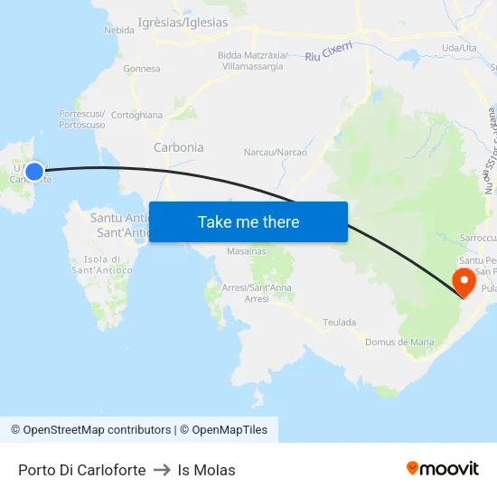 Porto Di Carloforte to Is Molas map