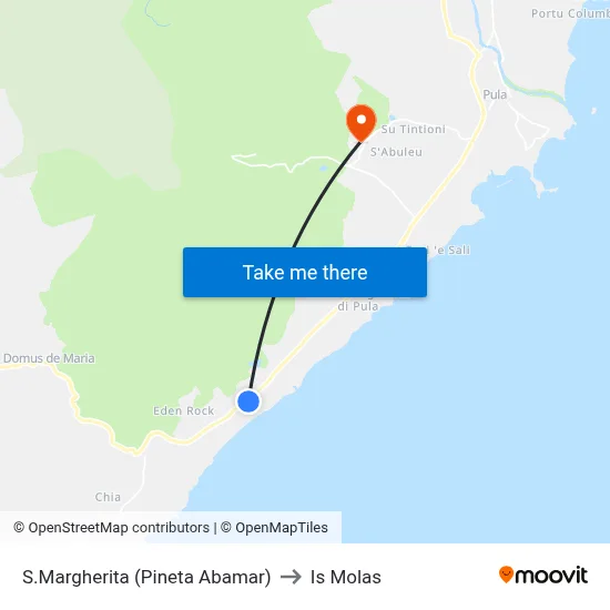 S.Margherita (Abamar Pine Grove) to Is Molas map