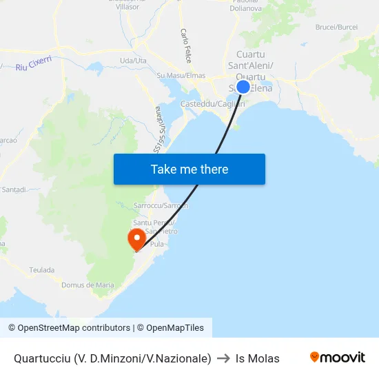 Quartucciu (D.Minzoni St/National St) to Is Molas map