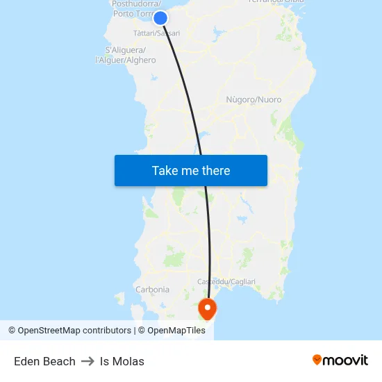 Eden Beach to Is Molas map