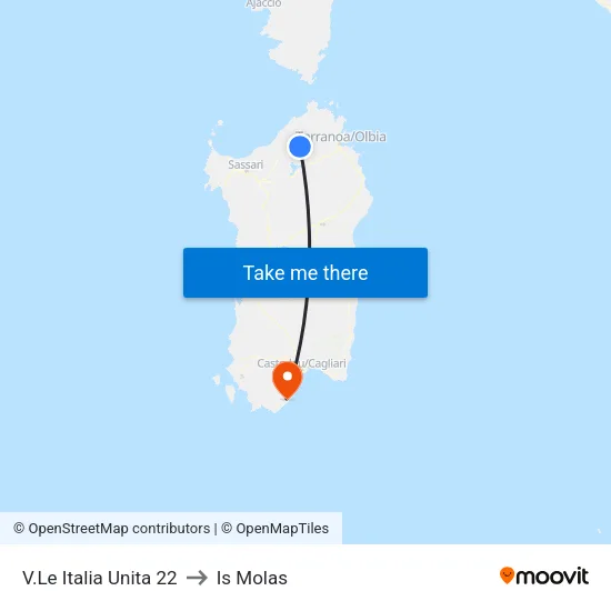 Italia Unita Avenue 22 to Is Molas map