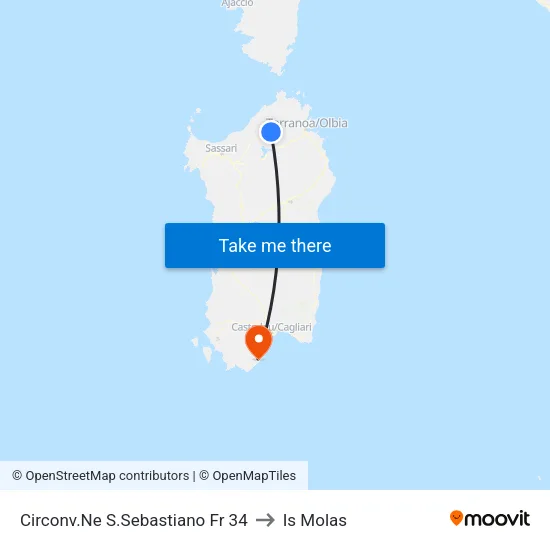 S.Sebastiano Ring Road No. 34 to Is Molas map