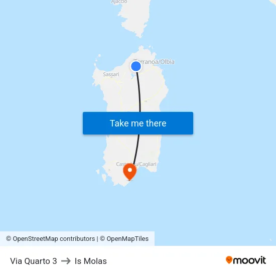 Quarto Street 3 to Is Molas map
