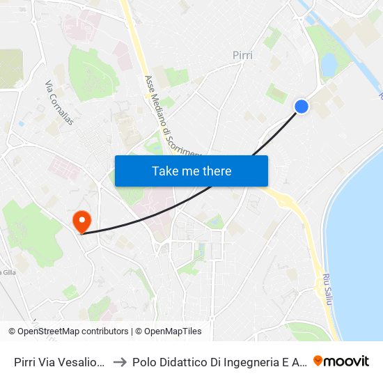 Pirri Via Vesalio-Metro to Polo Didattico Di Ingegneria E Architettura map