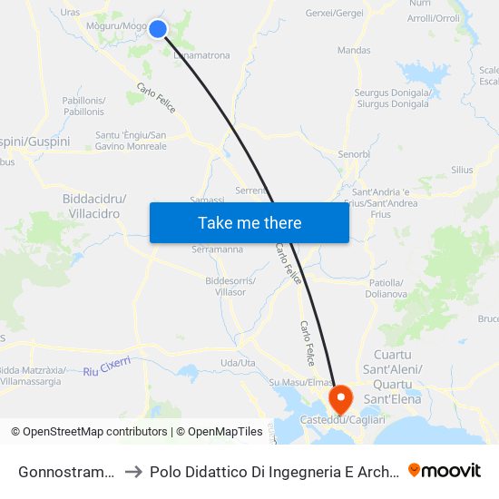 Gonnostramatza to Polo Didattico Di Ingegneria E Architettura map