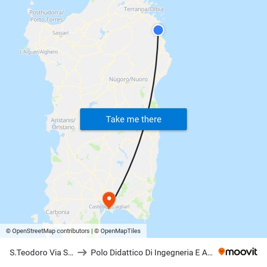 S.Teodoro Via Sassari to Polo Didattico Di Ingegneria E Architettura map