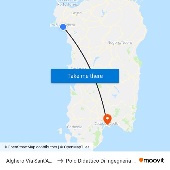 Alghero Via Sant'Agostino 10 to Polo Didattico Di Ingegneria E Architettura map