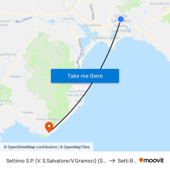 Settimo S.P. (V. S.Salvatore/V.Gramsci) (Settimo San Pietro) to Setti Ballas map