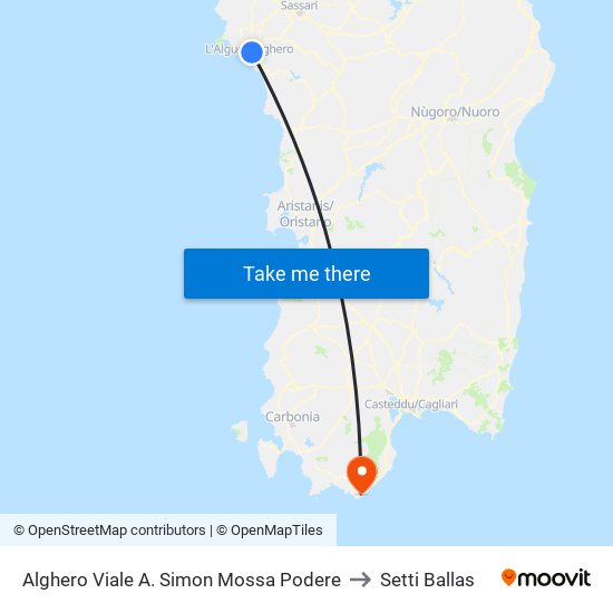 Alghero Viale A. Simon Mossa Podere to Setti Ballas map