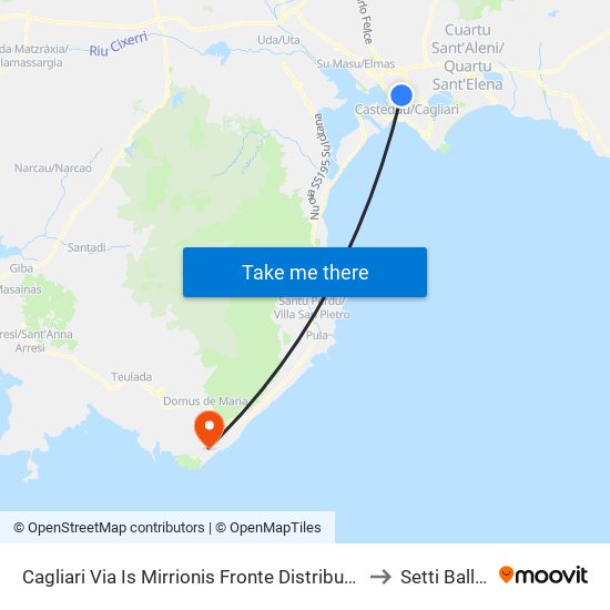 Cagliari Via Is Mirrionis Fronte Distributore to Setti Ballas map