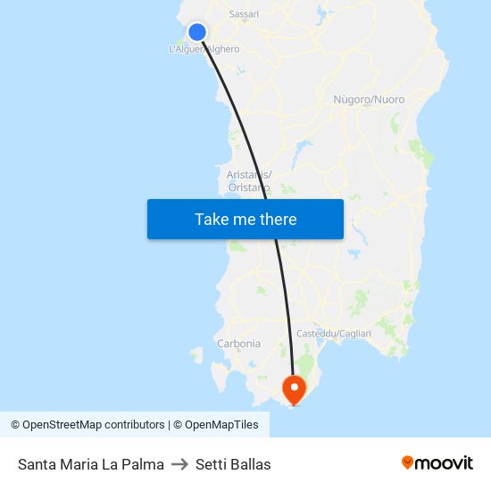 Santa Maria La Palma to Setti Ballas map