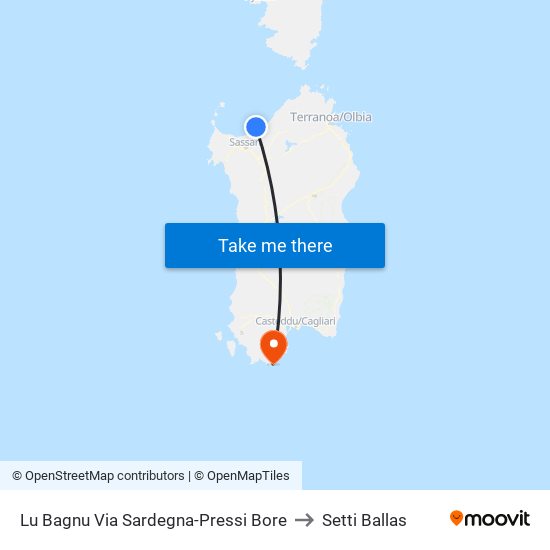 Lu Bagnu Via Sardegna-Pressi Bore to Setti Ballas map