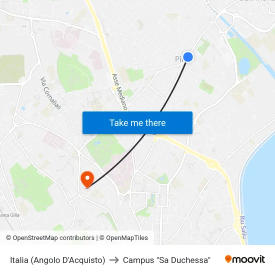 Italia (Corner D'Acquisto) to Campus "Sa Duchessa" map