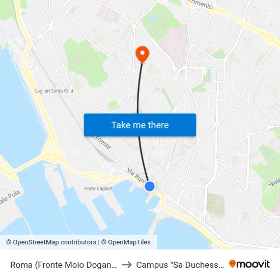 Roma (In Front of Customs Pier) to "Sa Duchessa" Campus map