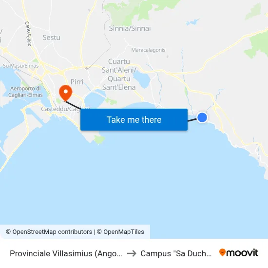 Provincial Road Villasimius (Corner Liri) to "Sa Duchessa" Campus map