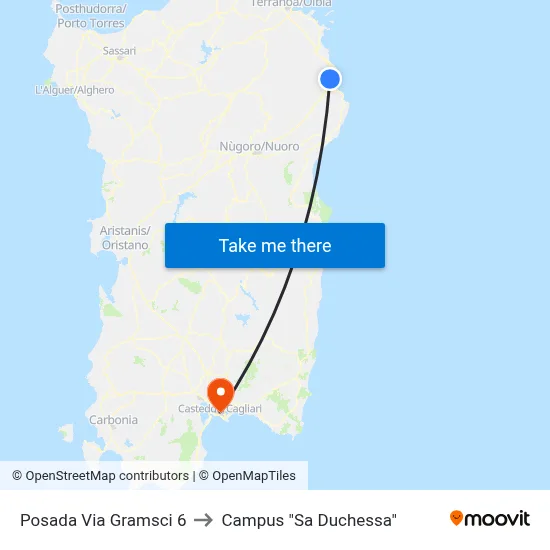 Posada Via Gramsci 6 to "Sa Duchessa" Campus map