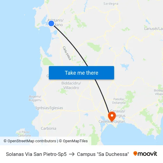 Solanas San Pietro Street-Sp5 to Campus "Sa Duchessa" map