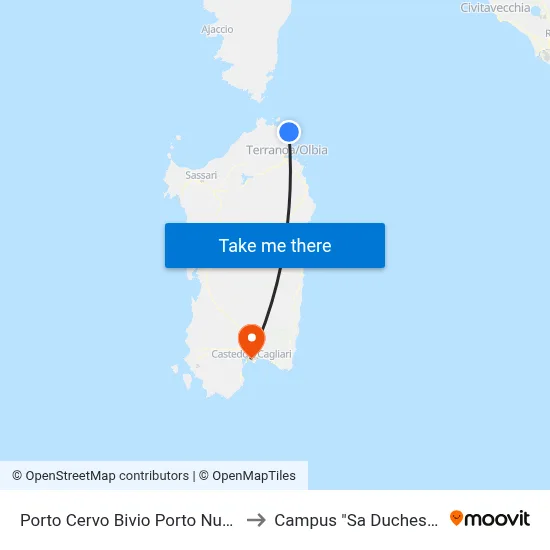 Porto Cervo New Port Junction to "Sa Duchessa" Campus map