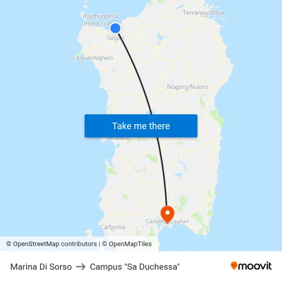 Marina Di Sorso to "Sa Duchessa" Campus map