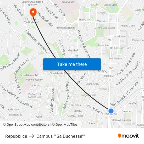 Republic to Campus "Sa Duchessa" map